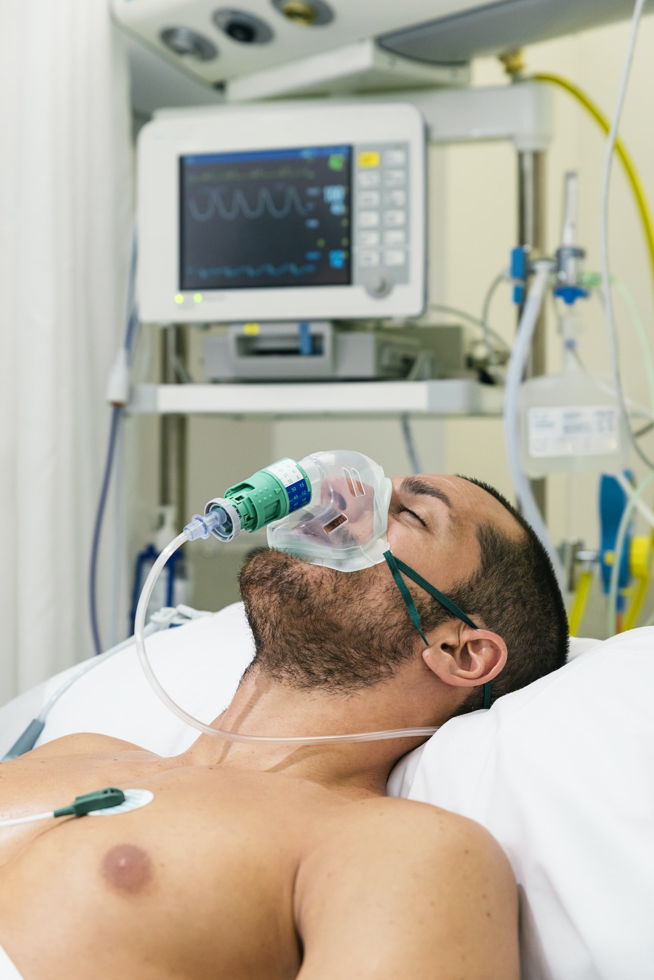 Doctor is caring a sick patient